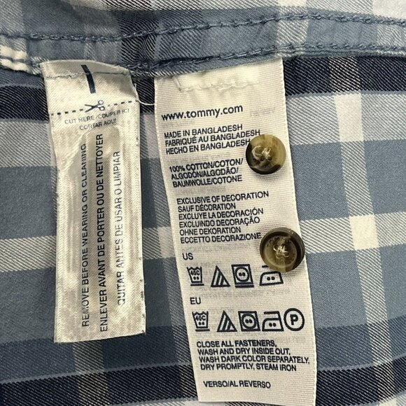 Tommy Hilfiger Mens Custom Fit Shirt Blue Plaid Long Sleeve Casual XL - Picture 10 of 10